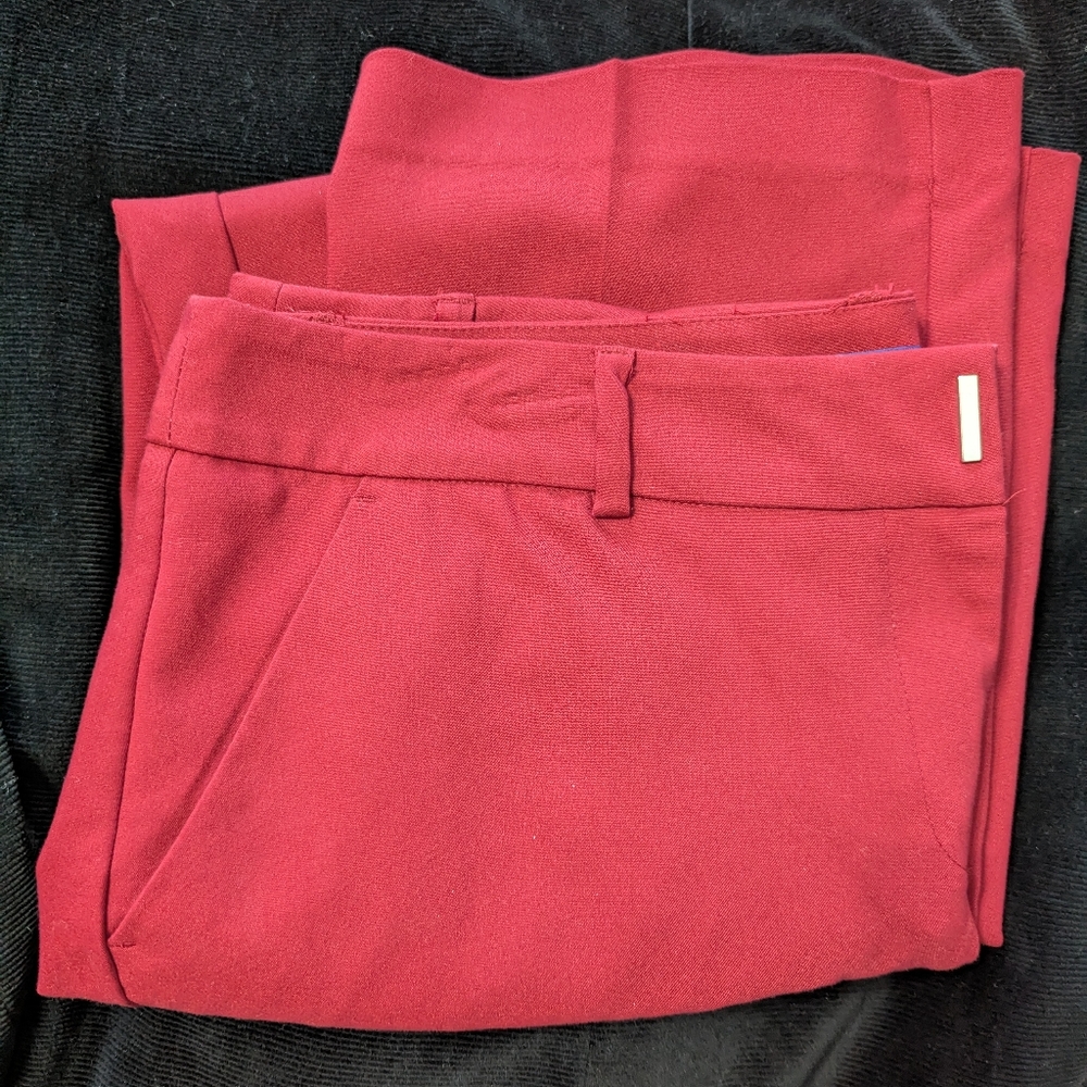 midrise/straight leg dress pant - red